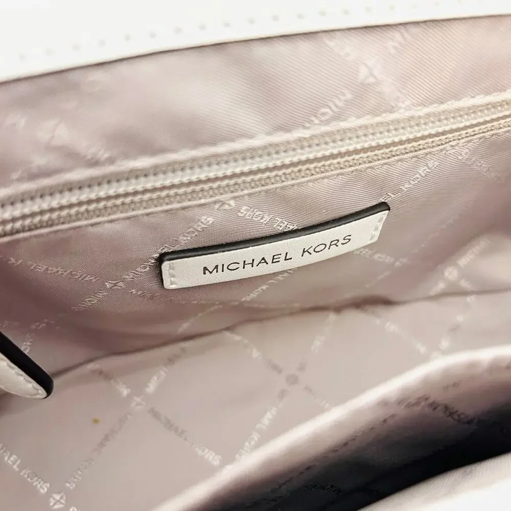 Michael Kors Purse Manhattan Satchel Crossbody Optic White - Picture 8 of 9